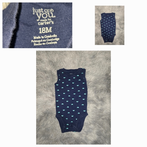 Carter's Navy Blue Baby Onesie with Whale Print - Picture 1 of 1